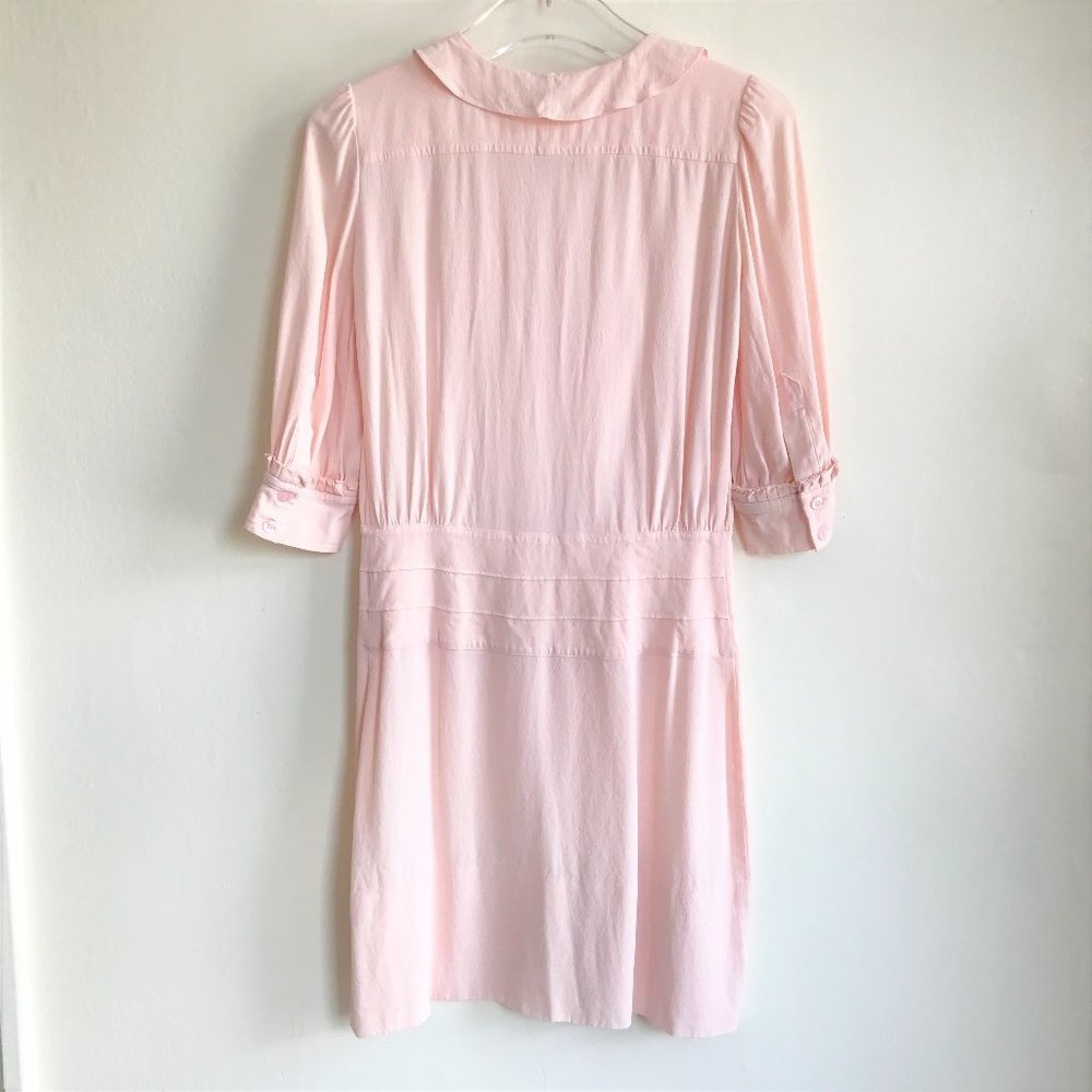 Valentino Pink Silk Crepe Ruffle Snap Front Dress - Picture 2 of 9